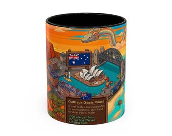 Pixel Art Sydney Harbor Coffee Mug | Australian Landmarks Illustration | 11oz 15oz Ceramic Mug | Australia Lover Gift | Travel Souvenir