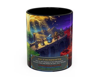 Pixel Art Fantasy Realm Coffee Mug | Dark Medieval RPG Design | 11oz 15oz Ceramic Mug | Souls-Like Gaming Gift | Epic Adventure