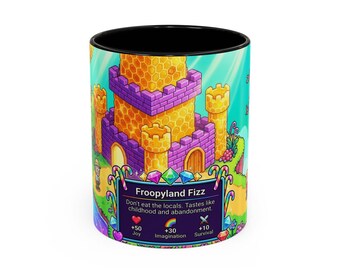 Pixel Art Candy Castle Dimension Coffee Mug | Sweet Fantasy Kingdom Design | 11oz 15oz Ceramic Mug | Whimsical Sci-Fi Gift | Sugar World