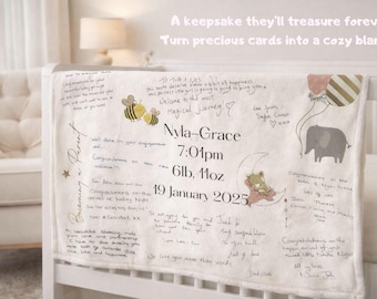 Personalised Keepsake Blanket | Custom Handwritten Messages, Newborn Gift, milestone birthday