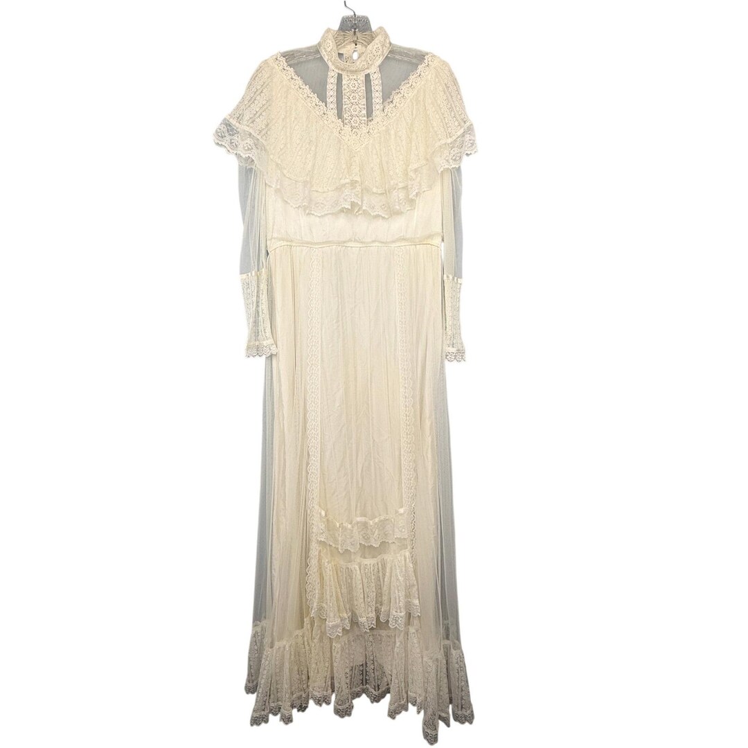 Gunne Sax by Jessica Mcclintock Vintage Lace Wedding Dress Ivory Maxi ...