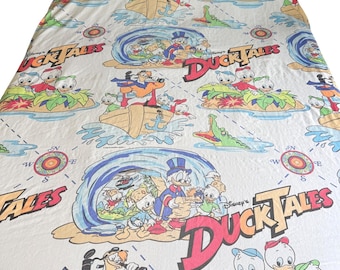 Vtg 1986 Disney DuckTales Sheet Set Kids Twin White Scrooge McDuck Huey Dewey