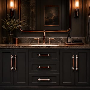 Foundry Copper Cabinet Pull – Ember Patina Finish – Warm Rustic Drawer Handle – Handmade Cabinet Hardware