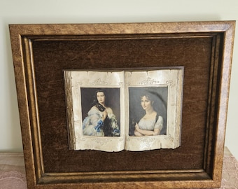 Vintage Framed pair of portrait prints depicting 19th-Century of European Women