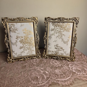 Vintage Pier 1 Imports Ornate Gold Picture Frames Pair - Baroque Rococo Open Back Gallery Frame Set - Grandmillennial Cottagecore Wall Decor