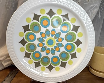 Assiette vintage Pontesa Apolo Ironstone, milieu du siècle Mod floral rétro des années 1970