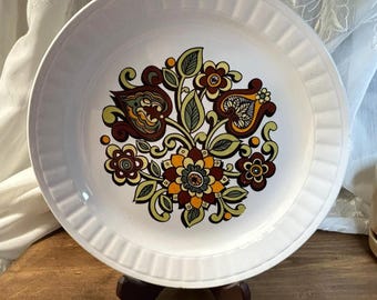 Vintage Tanya Ironstone Plate, Retro Staffordshire Folk Floral Dinnerware