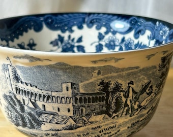 Vintage Palissy Avon Scenes Sugar Bowl Blue White Royal Worcester Staffordshire England