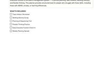 Executive Function Planner Printable | ADHD Organization Tool | Task Management Worksheet | Planning PDF Download