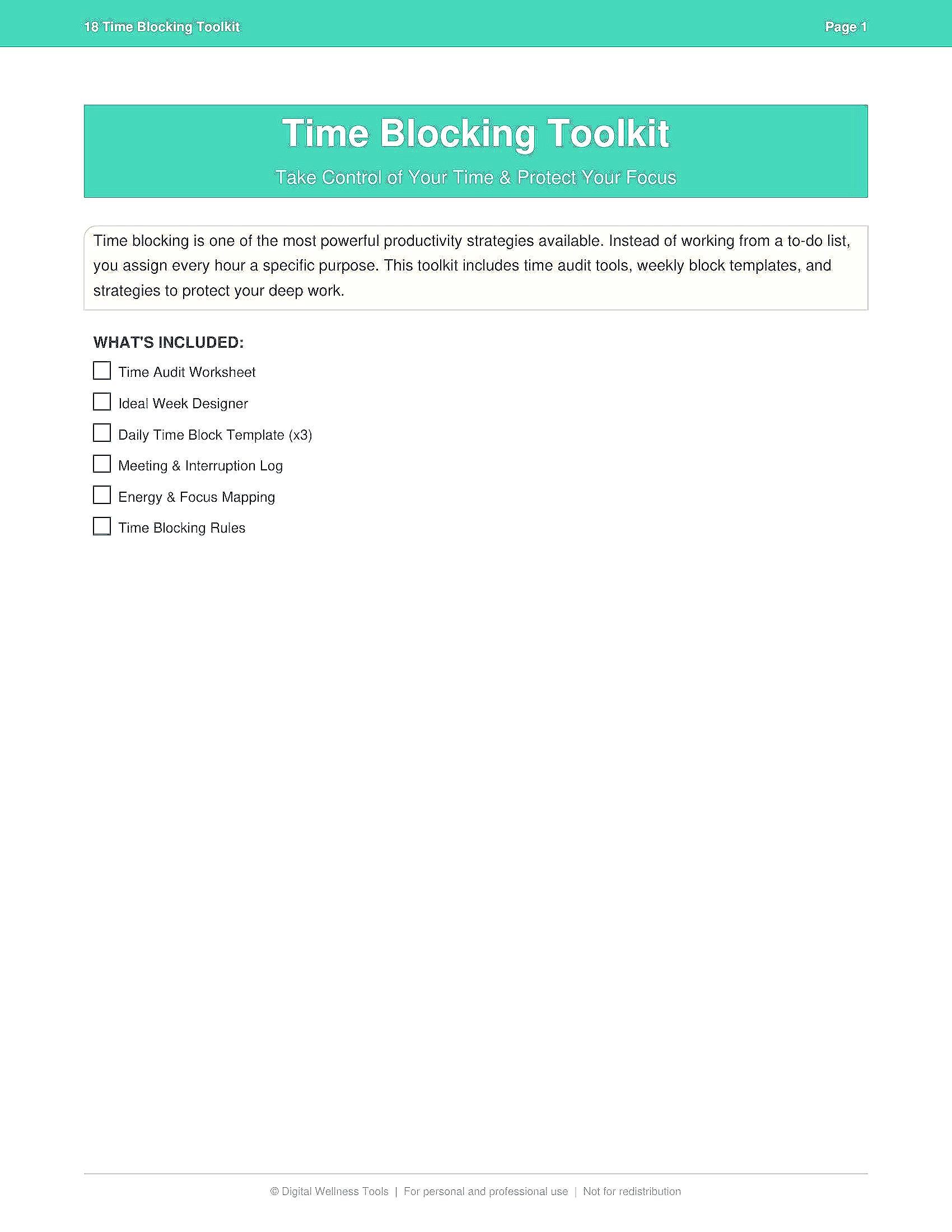 Time Audit Worksheets.pdf Time Blocking Planner Printable | Productivity Toolkit | Time Audit ...