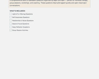 Therapy Icebreaker Questions PDF | Group Session Activities, Counseling Starters (Download)