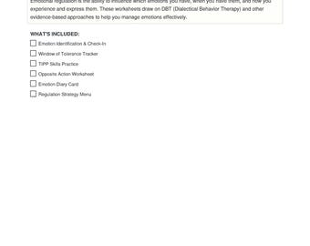 Emotional Regulation Worksheets | DBT Skills Printable | Therapy Tools | Window of Tolerance | Mental Health PDF