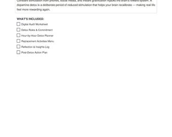 Dopamine Detox Workbook | Digital Detox Planner, Focus, Mental Health (PDF Download)
