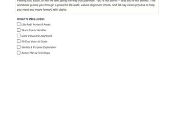 Quarter Life Reset Workbook | Life Audit, Values, 90-Day Vision (PDF Download)