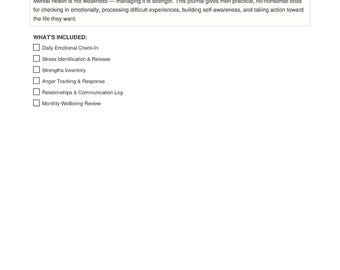 Men's Mental Health Journal Printable | Emotional Wellness Workbook for Men | Therapy Tools | PDF Download