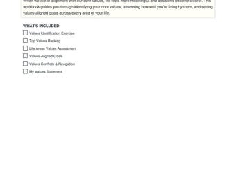 Values Clarification Workbook | Life Purpose Worksheet | Self Discovery Printable | ACT Therapy PDF Download