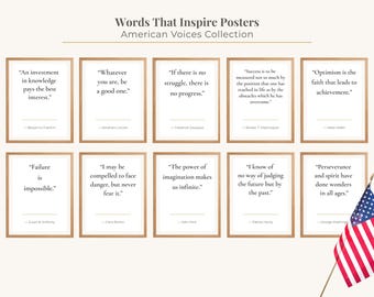 Arte mural para el aula: palabras inspiradoras, regalo de agradecimiento para maestros, póster imprimible de historia estadounidense, descarga de póster educativo con cita.