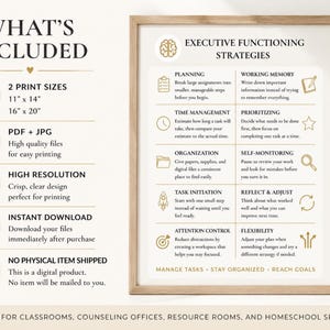 Executive Function Poster Classroom Organization Guide Teacher Resource Print Study Skills Chart Adhd Strategy Printable Wall Art Counseling image 3