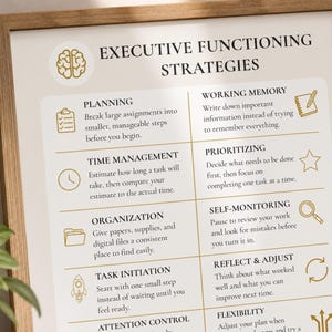 Executive Function Poster Classroom Organization Guide Teacher Resource Print Study Skills Chart Adhd Strategy Printable Wall Art Counseling image 2