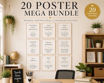Classroom Motivational Mega Bundle Poster Growth Mindset Inspirational Teacher Bulletin Board Digital Download Printable Wall Art