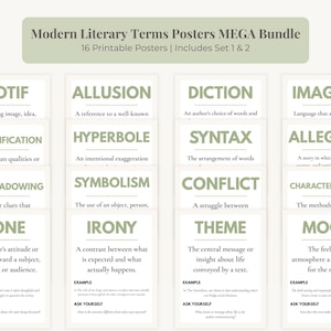 Modern Literary Terms Posters MEGA BUNDLE | Secondary ELA Classroom Decor | English Bulletin Board