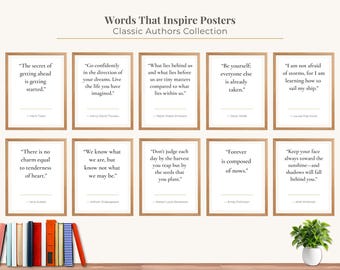Citas literarias, palabras inspiradoras, impresión digital, descarga, arte mural para el aula, profesor, póster motivacional, regalo inspirador, biblioteca u oficina.