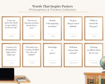 Palabras que inspiran. Cita filosófica. Lámina decorativa inspiradora para pared. Póster motivacional para el hogar y la oficina. Descarga digital imprimible con sabiduría.