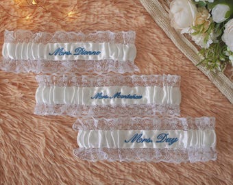 Besticktes Spitzenstrumpfband Brautstrumpfband etwas Blaues Hochzeitsgeschenk für die Braut