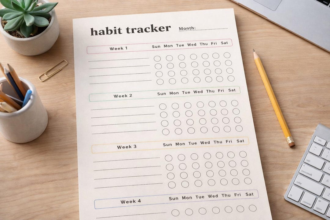 Minimalist Habit Tracker Printable | Monthly Productivity Planner (A4 ...