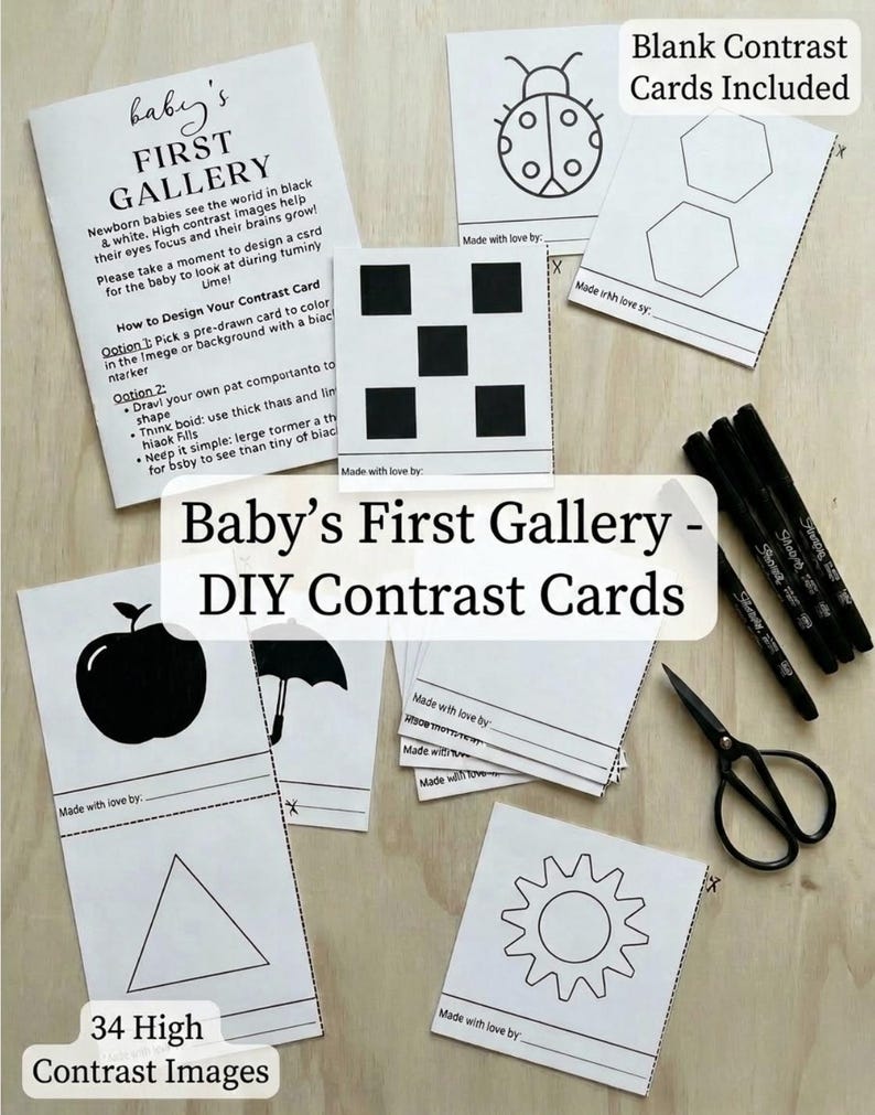 Contrast Cards Simple Baby's First Gallery - DIY Contrast Cards - Etsy