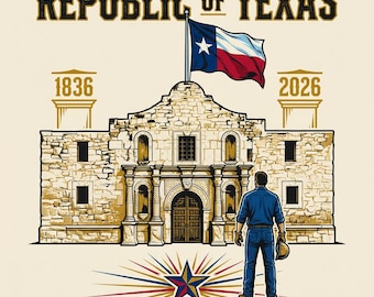 Republic of Texas Tee | Remember the Alamo 1836–2026 | 190th Independence Anniversary | Gift for Men