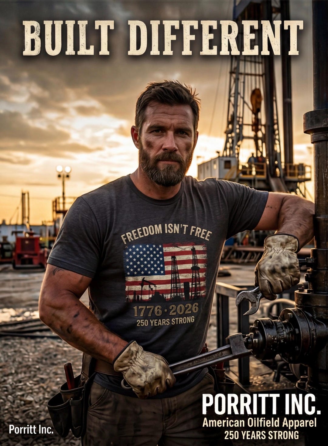 American Flag Tee | Distressed Vintage | 1776–2026