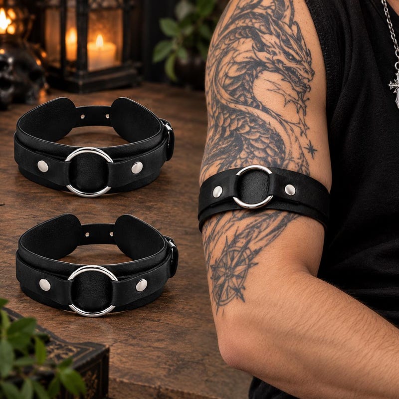 Leather O Ring Cuffs - Etsy