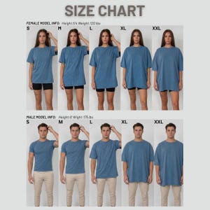 The image is a size chart that provides measurements for both male and female models. It includes a series of images of models wearing blue t-shirts, with their heights and weights displayed. The chart is organized into two columns, one for male models and one for female models, each labeled with their respective heights and weights. The chart is designed to help designers and manufacturers determine the appropriate size for their products based on the measurements provided.