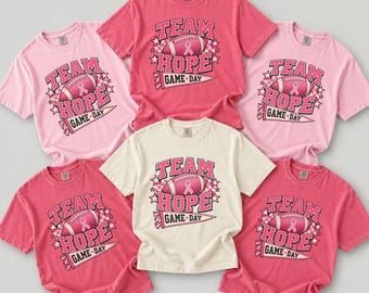 Breast Cancer Football Shirt, Team Hope Pink Ribbon Game Day Graphic
