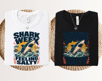 Shark week feeling salty t-shirt, Retro great white shark tee, Amity island t-shirt, Oceancore marine biology gift for shark lovers