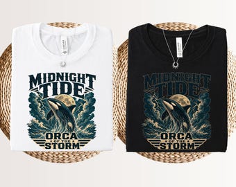 Midnight tide orca of the storm shirt, killer whale tee, marine biology gift, oceancore sealife clothing, ocean conservation apparel