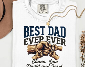 Camiseta personalizada "El mejor papá del mundo" — regalo personalizado para el Día del Padre con los nombres de los niños.