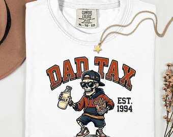 Camiseta personalizada "Impuesto para papás" para padres: regalo divertido y personalizado con un esqueleto para el Día del Padre.