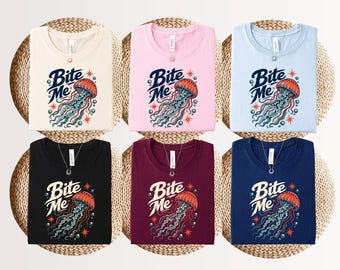 Bite me, marine biology gift, retro oceancore sealife shirt, ocean conservation graphic tee, wildlife biologist marine life apparel