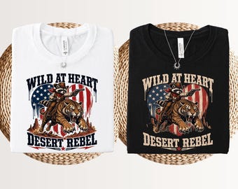 Wild at heart desert rebel, sarcastic western shirt, country concert top, weird friend gift, lazy country animal tee, funny meme shirt
