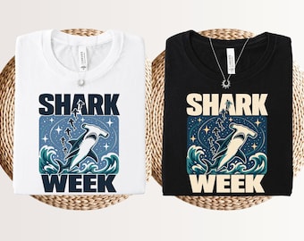 Shark week retro hammerhead shark tshirt, marine biology gift for shark lover, oceancore sealife and ocean conservation graphic tee.