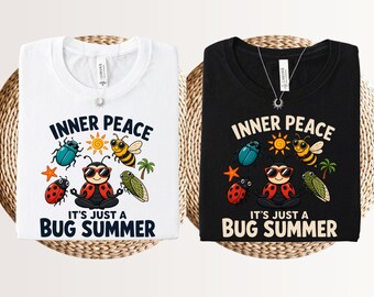 Inner peace its just a bug summer shirt, funny meme summer tee, hello sunshine shirt, retro sunset rays, cute family summer vibes t-shirt