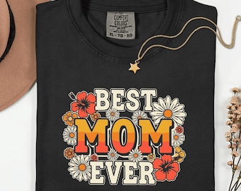 La mejor mamá del mundo, camiseta retro floral — regalos de cumpleaños para mamás rockeras