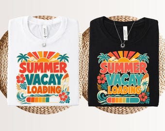 Summer vacay loading shirt, retro sunset rays, hello summer retro, family beach vacation, 2026 beach memories, hello sunshine graphic tee