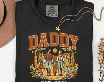 Camiseta personalizada "Daddy Est 2021" para padres: regalo familiar vintage personalizado para el Día del Padre.