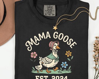 Camiseta Mama Goose personalizada con el año de fundación: regalo de ropa a juego personalizada para madre e hijo.