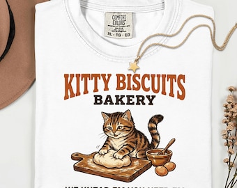 Camiseta de la panadería Kitty Biscuits — Camiseta de regalo para amantes de los gatos de Last Biscuit