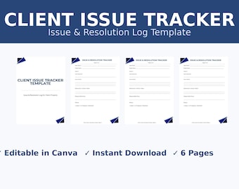 Vorlage für die Fehlerverfolgung | Service Business Log (Canva, Sofortdownload)