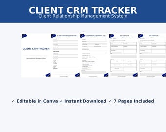 Kunden-CRM-Tracker-Vorlage | Canva Klient Mangement System (Digitaler Download)
